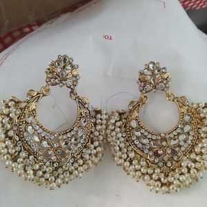Bridal Pierced earrings ornate rhinestone and pearls dangle earrings